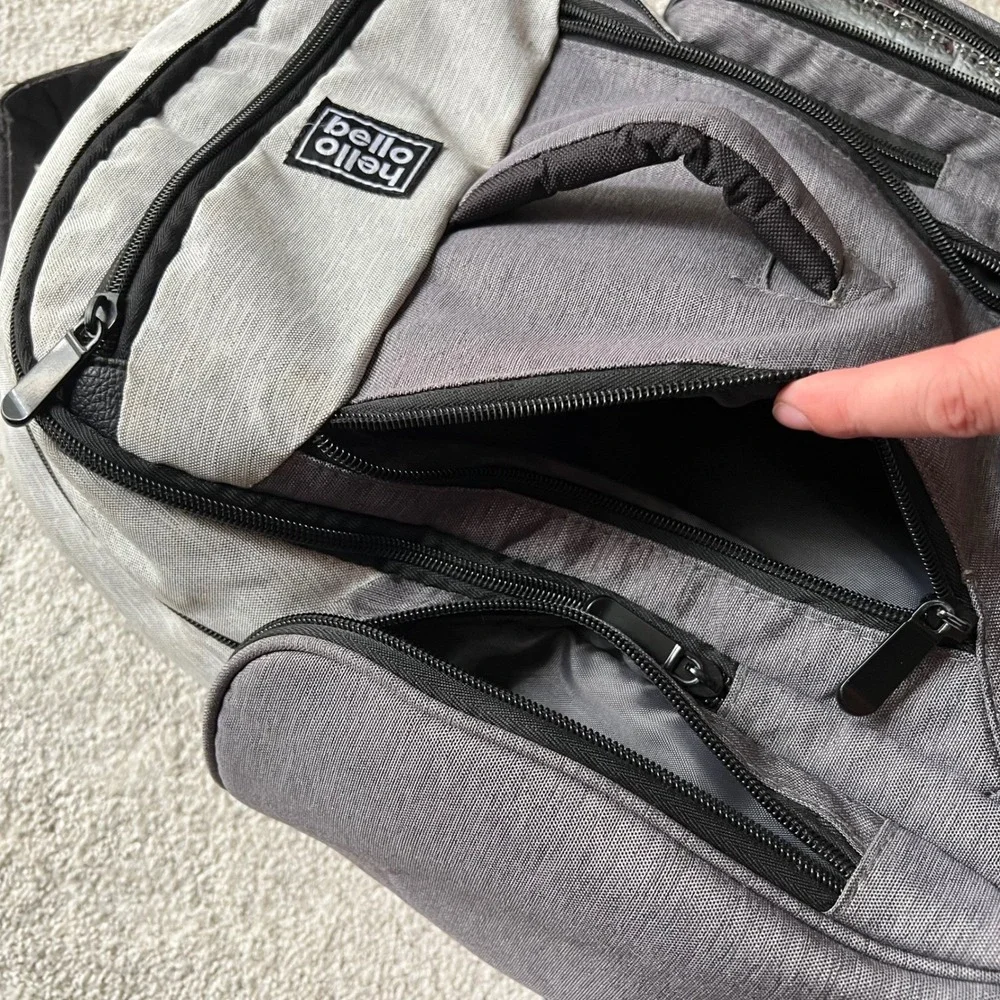 Hello Bello Backpack Diaper Bag‎ Gray Multiple Compartments Travel
